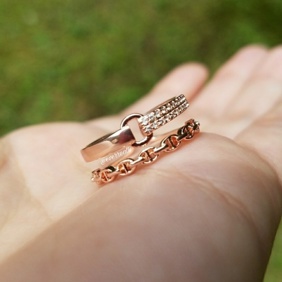 Rose Gold Adjustable Double Ring - Picture 3 of 5